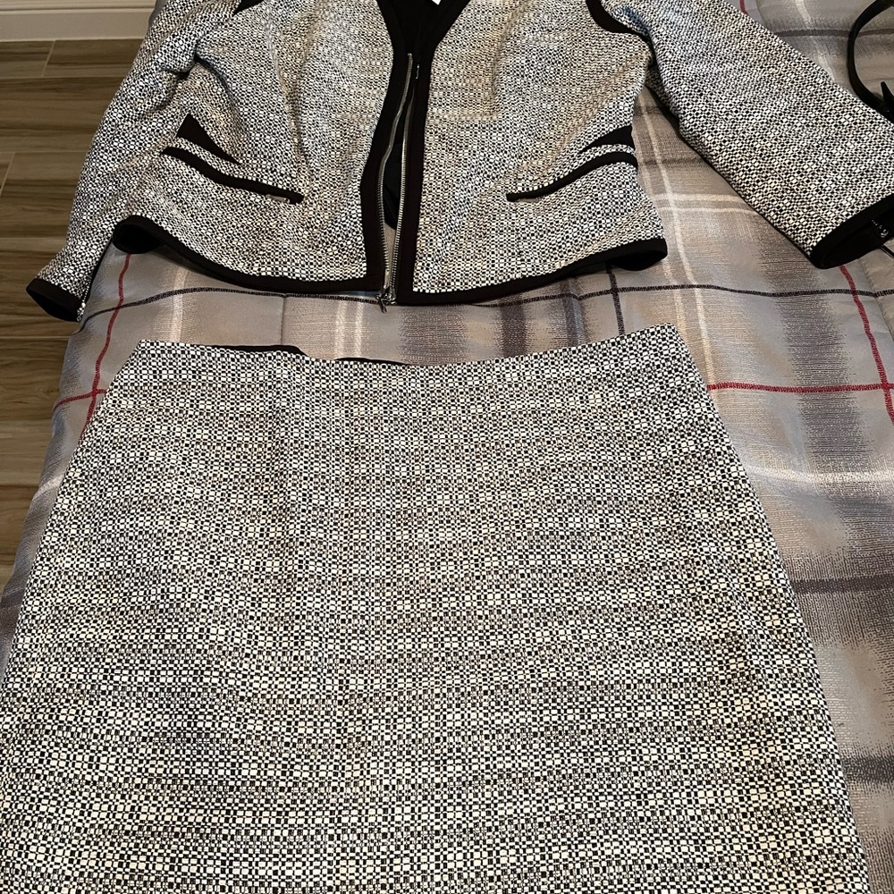 WHBM skirt and jacket set, black white, NWT